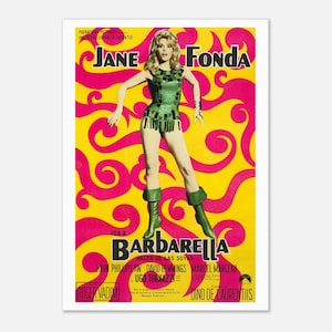 Impresión de la película Barbarella, Jane Fonda (1968), impresión de película italiana, póster clásico bohemio en papel semibrillante.