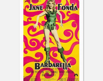 バーバレラ 映画プリント、ジェーン フォンダ 1968、イタリア映画プリント、BoHo クラシック 半光沢紙ポスター
