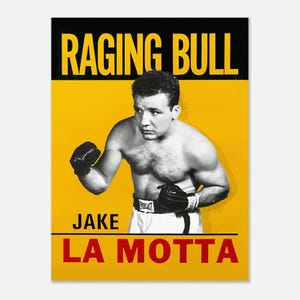 Impresión de Jake LaMotta, reproducción de un póster de boxeo vintage de la década de 1940, "Toro Furioso", póster de lucha, póster clásico bohemio en papel semibrillante.