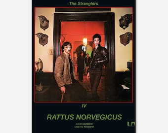 The Stranglers 1977 Promotional Poster, Reprint Rattus Norvegicus, Vintage Punk Rock Music Poster