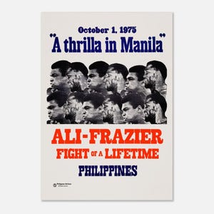Semi-glanzende poster Muhammad Ali vs Joe Frazier 'Thrilla in Manila' 70x100 cm / 28x40″