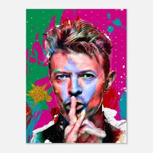 Póster de David Bowie, ¡Shhh! Impresión original de arte pop callejero bohemio, póster clásico de papel semibrillante.