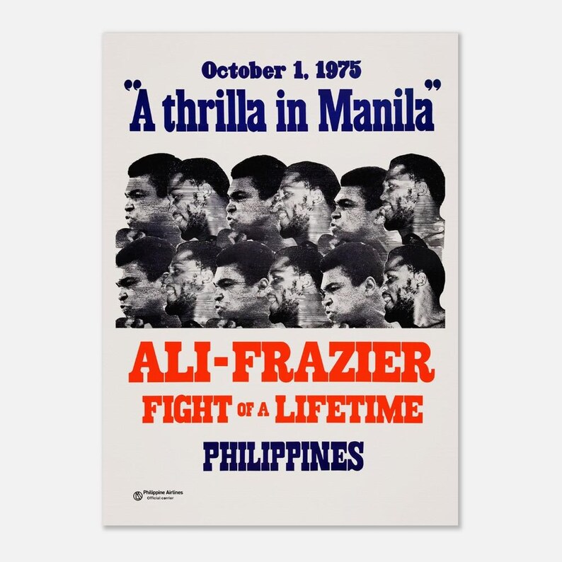 Semi-glanzende poster Muhammad Ali vs Joe Frazier 'Thrilla in Manila' 13x18 cm / 5x7″