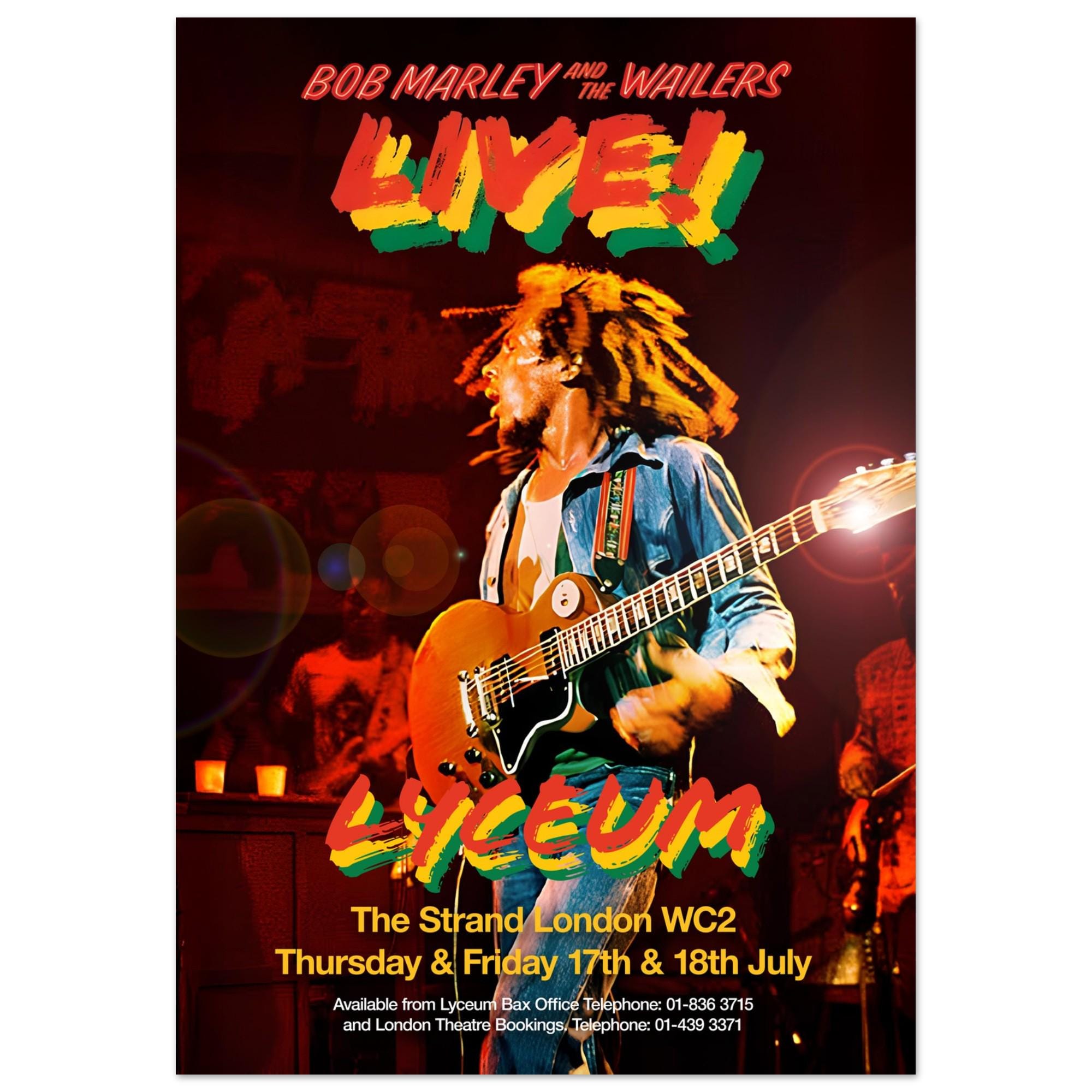 Bob Marley and the Wailers Poster, Live at the Lyceum 1975, Retro