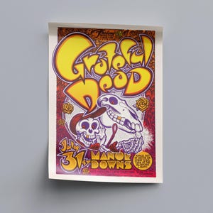 Póster de Grateful Dead, Austin, Texas, 1982, reimpresión de la gira de Manor Downs, póster clásico en papel semibrillante.
