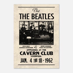 Vintage Beatles-affisch: Konsttryck med Cavern Club-konsert från 1962