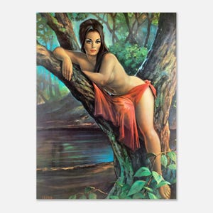 J H Lynch, Woodland Goddess Print, periodo Tretchikoff degli anni '60, stampa artistica vintage da collezione.