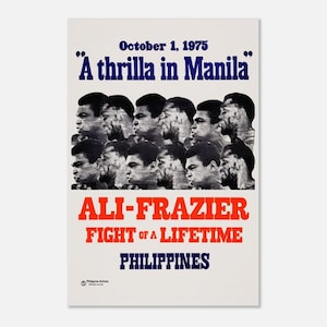 Semi-glanzende poster Muhammad Ali vs Joe Frazier 'Thrilla in Manila' 60x90 cm / 24x36″