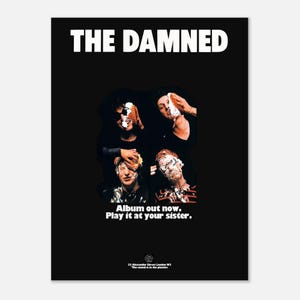 Poster dei Damned, poster promozionale per l'album della band "Damned, Damned, Damned", ristampa punk rock, poster originale BoHo