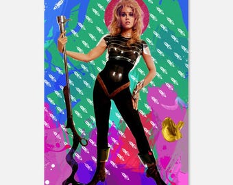 Impresión de la película Barbarella, Jane Fonda (1968), arte pop moderno, póster clásico bohemio en papel semibrillante.