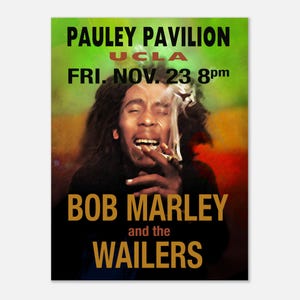 Póster del concierto de Bob Marley & the Wailers, Pauley Pavilion UCLA 1979, póster de la gira en directo, póster clásico bohemio en papel semibrillante.