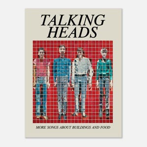 Talking Heads Poster, Mehr Lieder über Gebäude und Essen, Vintage New Wave Musikplakat