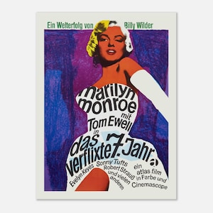 Póster de "La comezón vive arriba", original alemán (1966), reedición. Póster de la película Marilyn Monroe, clásico, en papel semibrillante.