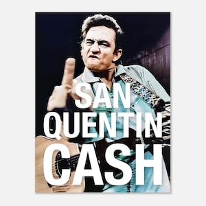 Póster de Johnny Cash, concierto en la prisión estatal de San Quintín de 1969, "Dedo medio", póster clásico bohemio en papel semibrillante.