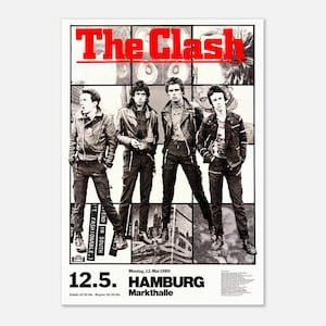 The Clash 1980, Hamburg, Germany Concert Poster. Convention Center Markthalle Hamburg. Vintage Music Poster