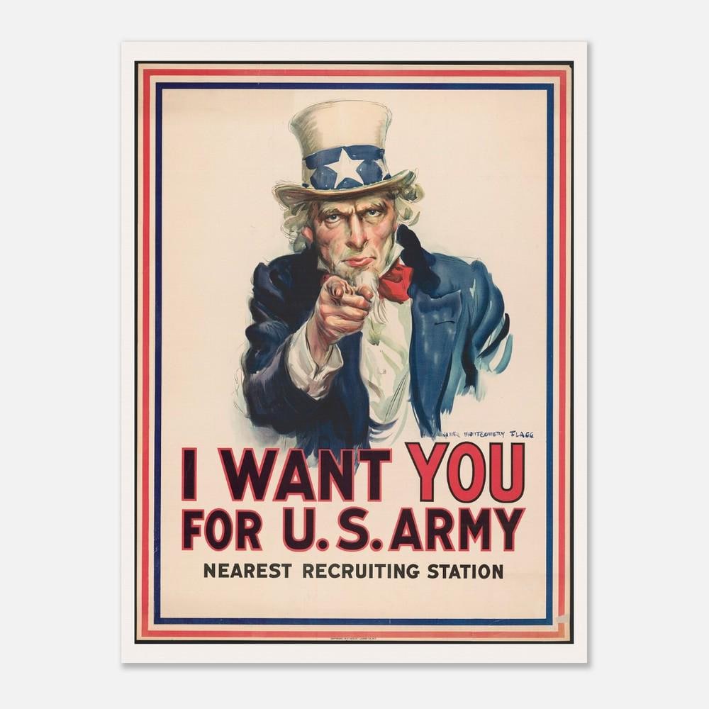 アンクル・サム「I Want You」アメリカ陸軍ポスター：第一次世界大戦の