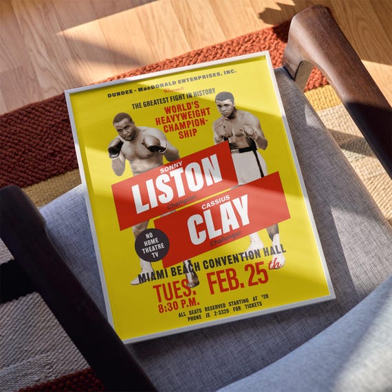 モハメドアリ vs ソニーリストン　大型 ポスター ソニー・リストン対モハメド・アリのボクシングポスター：世界