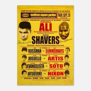 Muhammad Ali vs Earnie Shavers Poster, Heavyweight Championship 1977,  Fight Boxing Decor, Sports Wall Art