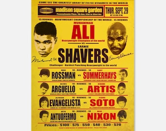Póster de boxeo de Ali vs. Shavers: Campeonato de peso pesado de 1977