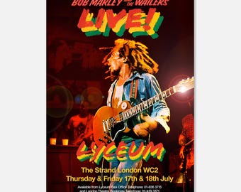 Bob Marley and the Wailers Poster, Live at the Lyceum 1975, Retro
