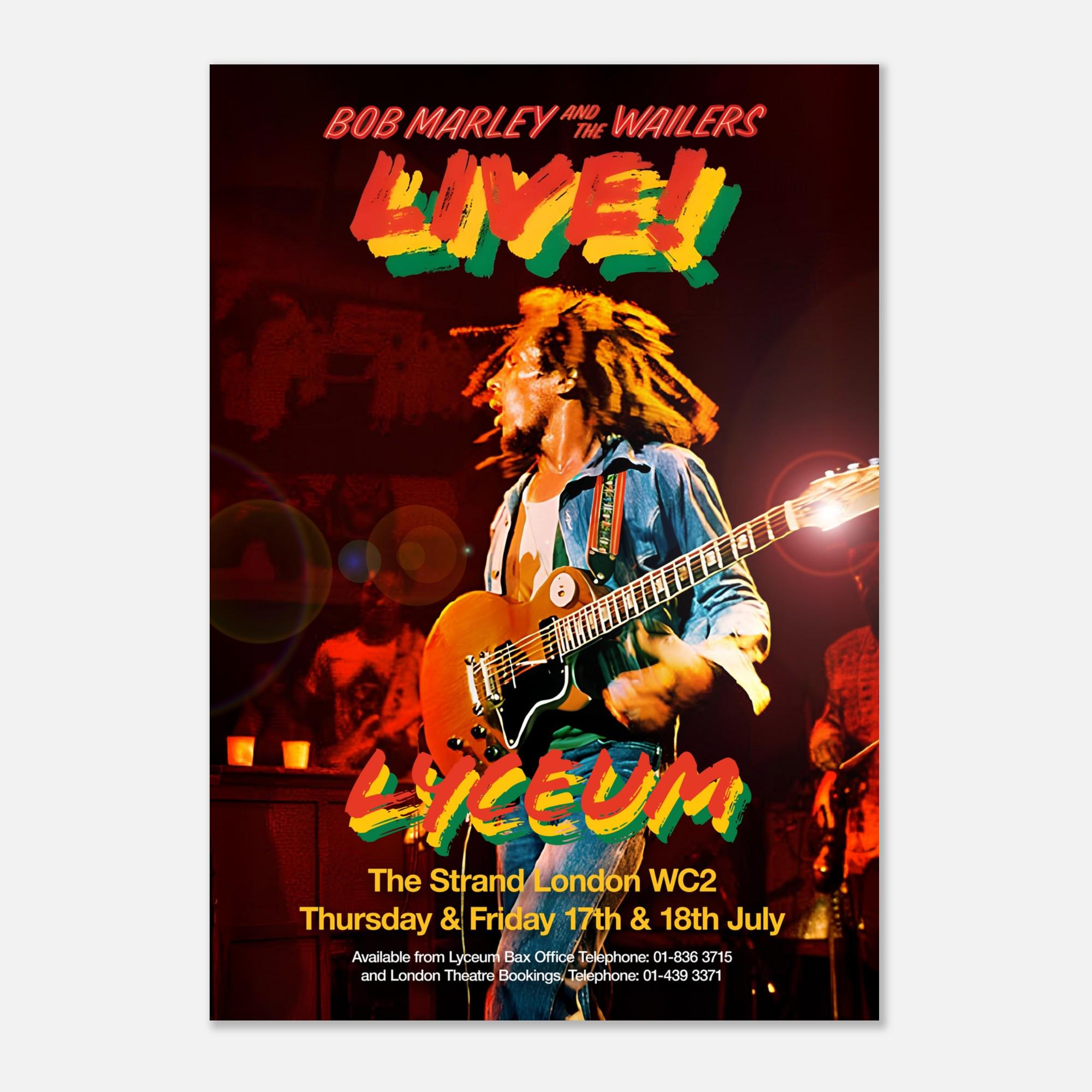 Bob Marley and the Wailers Poster, Live at the Lyceum 1975, Retro