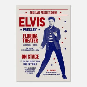 Póster de concierto de Elvis Presley, impresión de teatro de Florida, arte de pared, reproducción, póster de papel semibrillante clásico bohemio