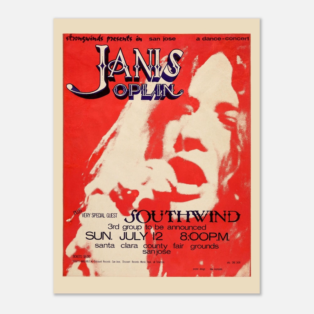 Janis Joplin Poster, 1970 Santa Clara County Fair, Concert Print ...