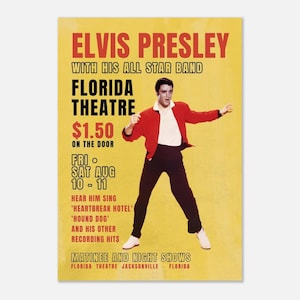 Póster del concierto de Elvis Presley, 1956, reproducción, póster clásico vintage en papel semibrillante.