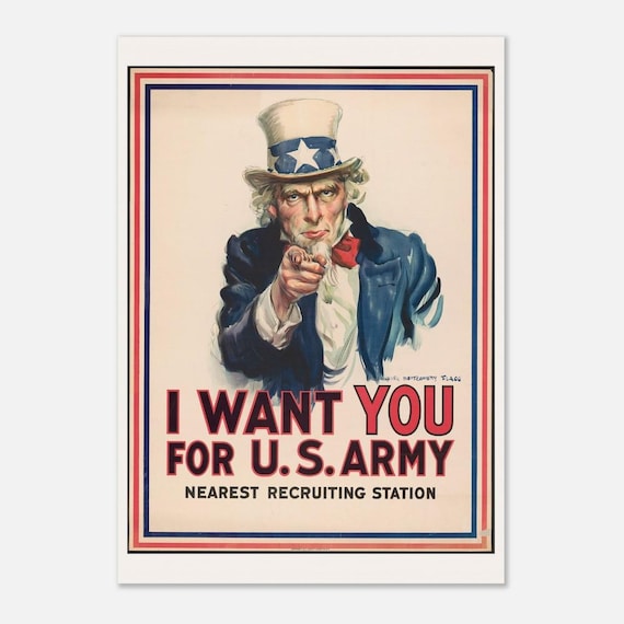 アンクル・サム「I Want You」アメリカ陸軍ポスター：第一次世界大戦の