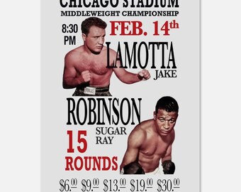 Boksposter Jake LaMotta vs Sugar Ray Robinson - Valentijnsdagbloedbad