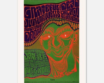 Póster del concierto de The Doors en Fillmore (1967), de Grateful Dead. Impresión de rock vintage. Póster clásico en papel semibrillante.