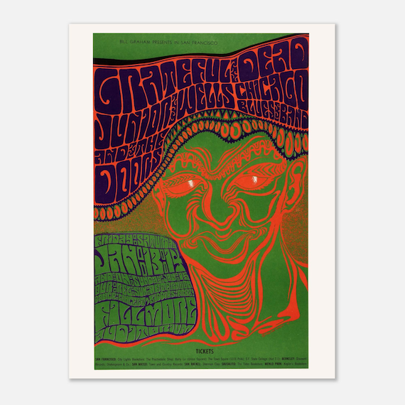 Grateful Dead, the Doors 1967 Fillmore Concert Poster, Vintage