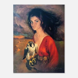 The Huntress, Louis Shabner Print, Kitsch Mid Century Art, Retro Home Decor, Tretchikoff Lynch Era. Collectable Vintage Art Print.