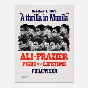 Semi-glanzende poster Muhammad Ali vs Joe Frazier 'Thrilla in Manila' 60x80 cm / 24x32″