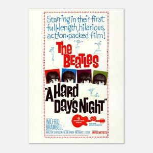 Beatles Movie Poster: A Hard Day&#39;s Night - 1964 Vintage Reprint