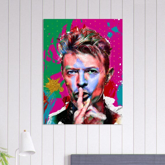 David Bowie Poster, Shhh. Original Boho Street Pop Art Print