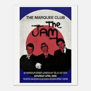 Póster de The Jam, abril de 1977, Marquee Club London, regalo de estilo modernista, Paul Weller, póster clásico bohemio en papel semibrillante.