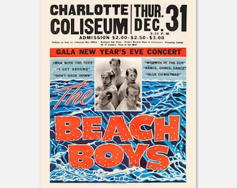 The Beach Boys Concert Poster Reprint: 1964 New Year's Eve, Charlotte NC