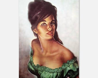 J H Lynch 'Tina in Green Dress' Art Print: Mid-Century Kitsch