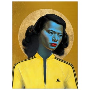 Modern Chinese Girl Print, Green Lady, Altered Art, Tretchikoff Rousseau, Retro Vintage Poster