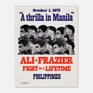 Semi-glanzende poster Muhammad Ali vs Joe Frazier 'Thrilla in Manila' 27x35 cm / 11x14″