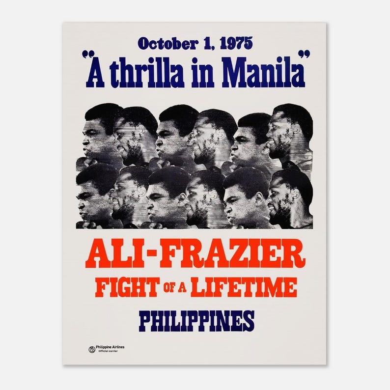 Semi-glanzende poster Muhammad Ali vs Joe Frazier 'Thrilla in Manila' 27x35 cm / 11x14″