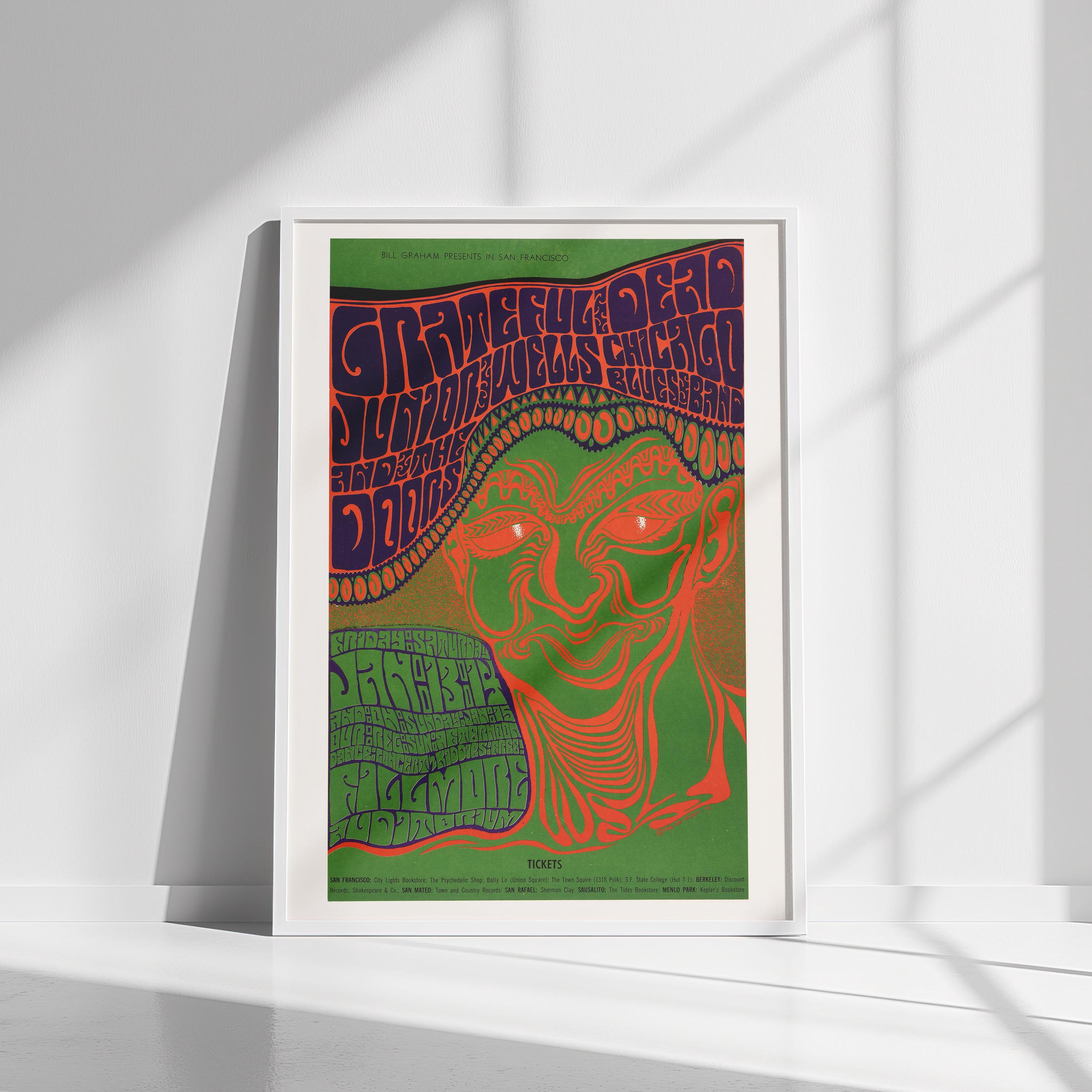 Grateful Dead, the Doors 1967 Fillmore Concert Poster, Vintage