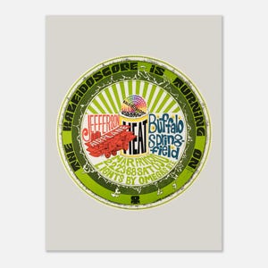 Neil Young, Jefferson Airplane, Canned Heat, reimpresión del póster del concierto de 1968, impresión circular de Kaleidoscope L.A., póster clásico en papel semibrillante.