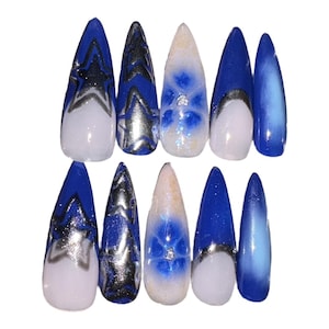 Blue and Silver Press ons!