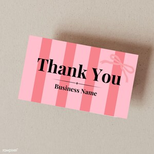 Coquette Girly Pink Bow Mini Thank You For Your Order Card Template, Editable Small Business Thank You Card, Package Insert Template