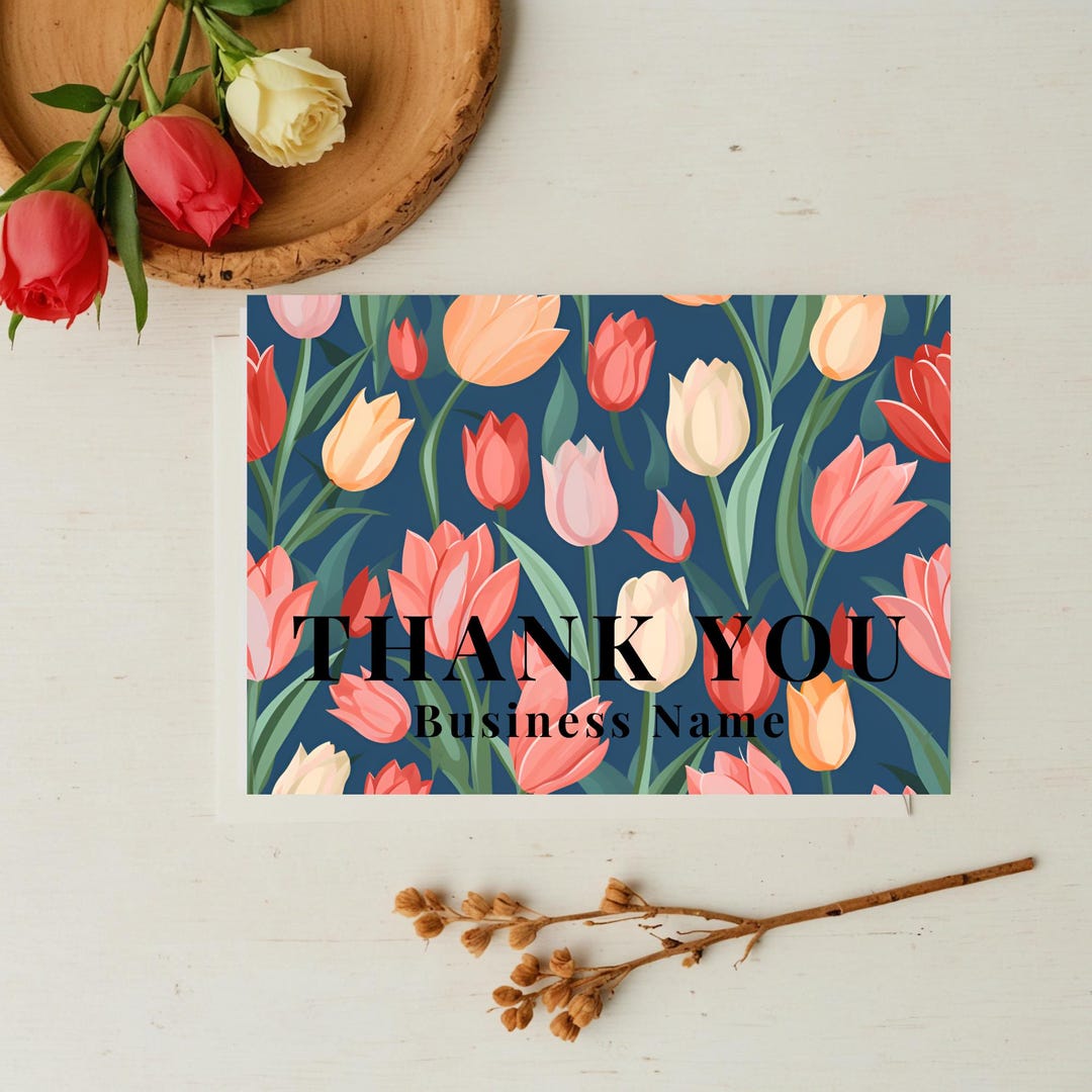Tulip Spring Floral Business Thank You for Your Order Card Template ...