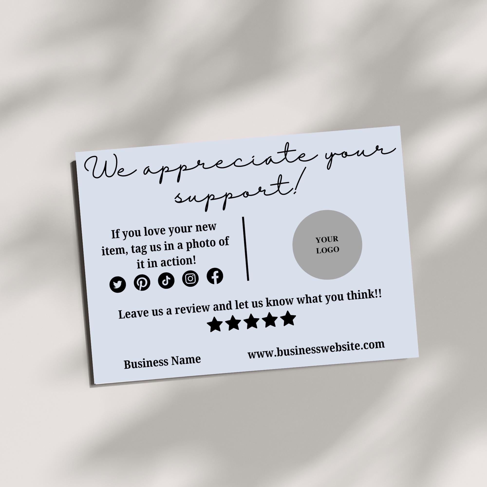 Editable Simple Business Thank You Card Template, Editable Business ...