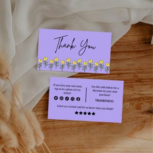Small Business Card Template Thank You For Your Order Card Canva Template Package Insert Business Thank You Card Packaging Template
