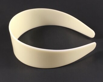 12 White (Off-White) Plastic Headband Blanks - 50mm (2 inch)